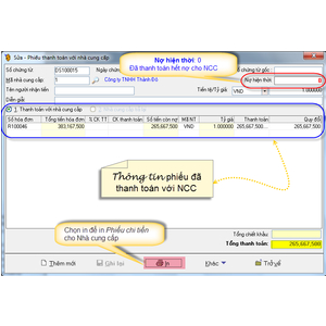 Thanh toán công nợ với Nhà cung cấp trong phần mềm bán hàng VNUNI