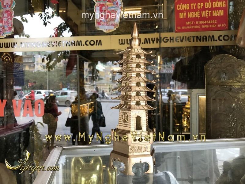Tháp văn xương cao 26cm 7 tầng bằng đồng đúc tinh xảo