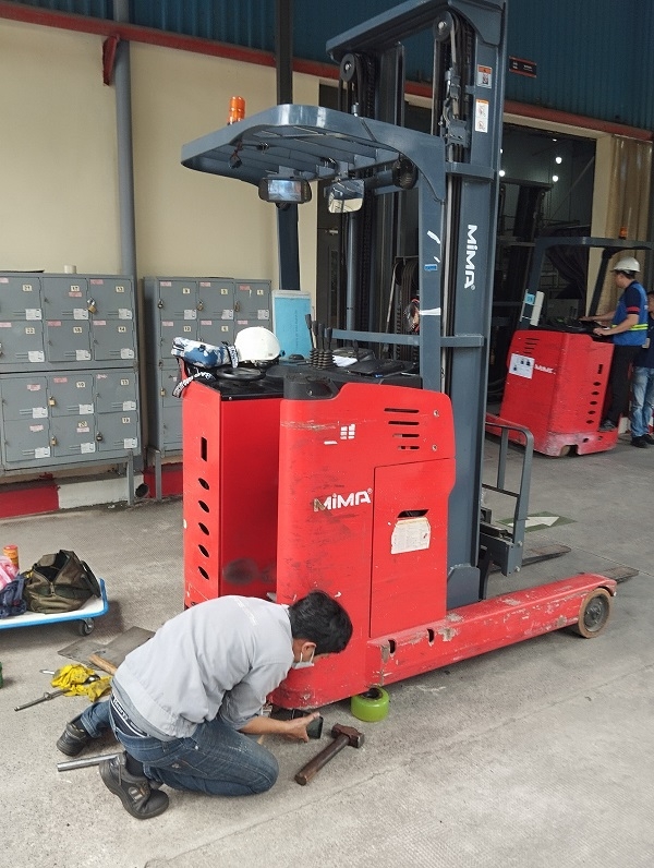 Bánh xe PU 343x114-80, bánh chạy xe nâng điện Heli CQD20, Mima MF20 chính hãng, mới 100%