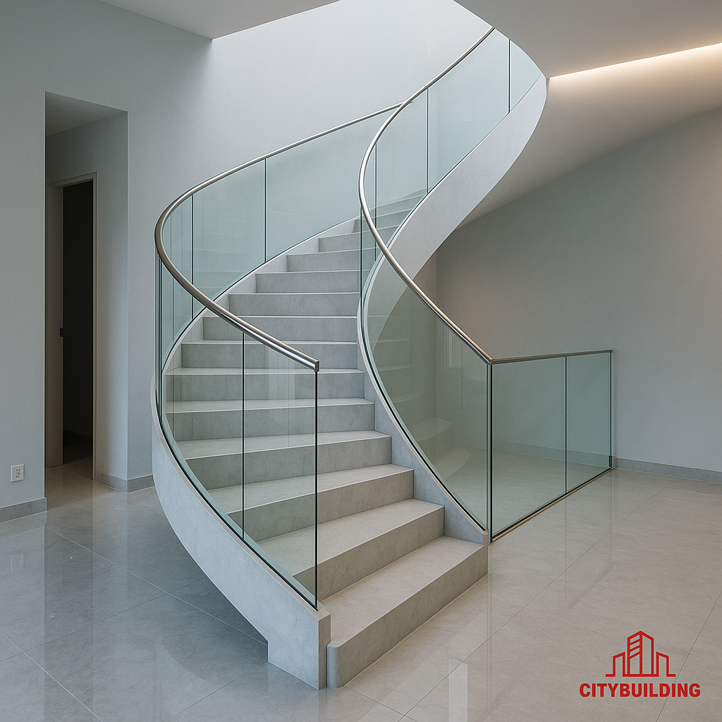 💎 THI CÔNG CẦU THANG KÍNH CƯỜNG LỰC TẠI TP.HCM XÃ ĐẤT ĐỎ – BÁO GIÁ LẮP ĐẶT CHUẨN XƯỞNG CITYBUILDING