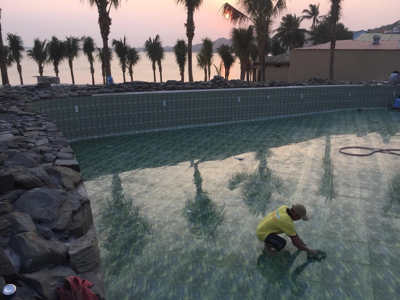 Thi công gạch 3d hồ bơi Thi công gạch 3d hồ bơi