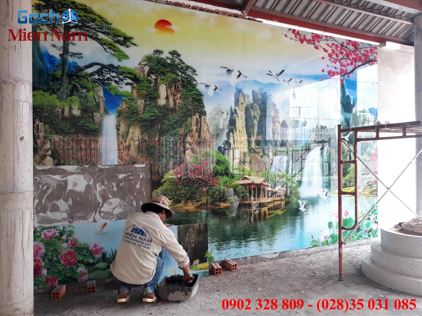 Thi công Gạch tranh 3D chú Năm Thuyền Quận 12 Thi công Gạch tranh 3D chú Năm Thuyền Quận 12