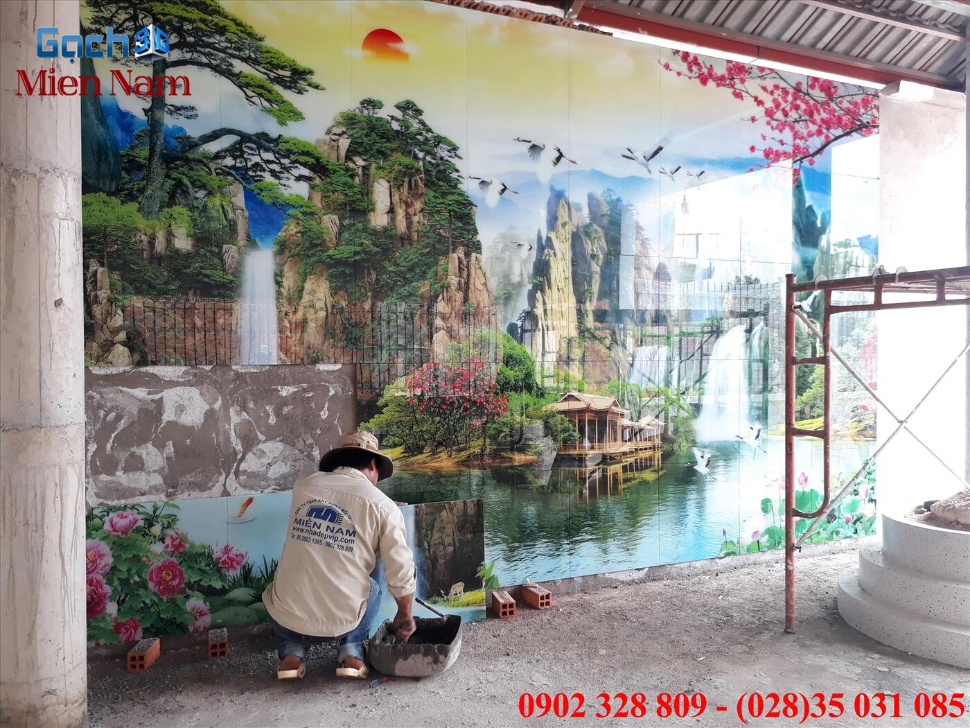 Thi công Gạch tranh 3D chú Năm Thuyền Quận 12 Thi công Gạch tranh 3D chú Năm Thuyền Quận 12