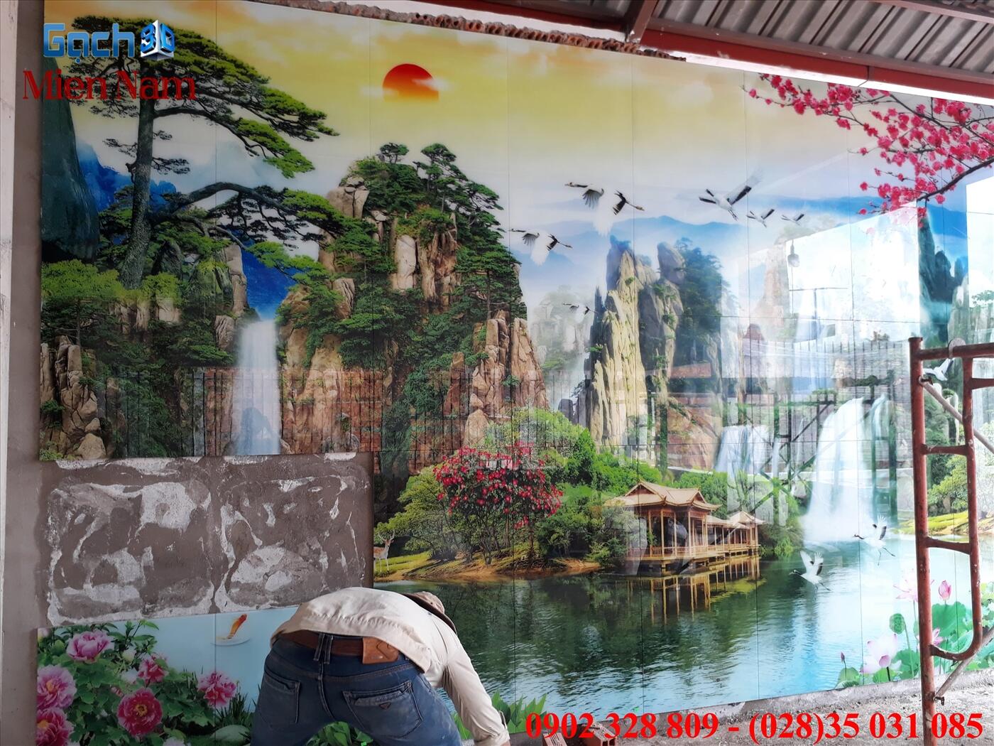 Thi công Gạch tranh 3D chú Năm Thuyền Quận 12 Thi công Gạch tranh 3D chú Năm Thuyền Quận 12