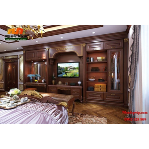 Thiết kế thi công nội thất biệt thự cổ điển bằng gỗ gõ gia đình chị Lan Bình Tân