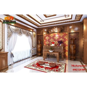 Thiết kế thi công nội thất biệt thự cổ điển bằng gỗ gõ gia đình chị Lan Bình Tân