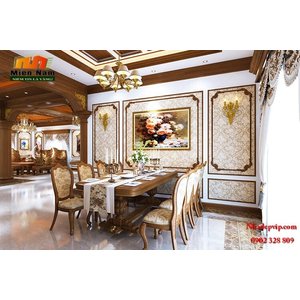 Thiết kế thi công nội thất biệt thự cổ điển bằng gỗ gõ gia đình chị Lan Bình Tân