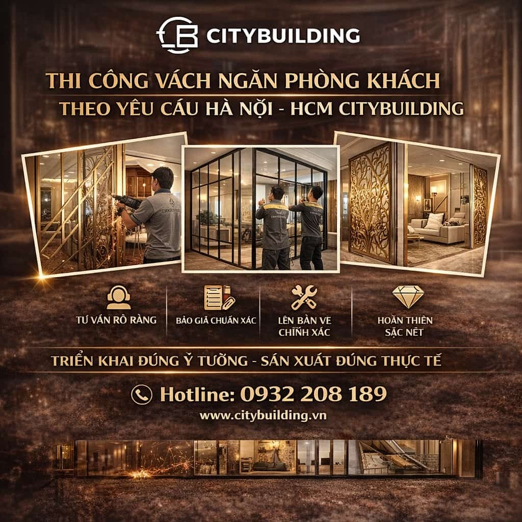THI CÔNG VÁCH NGĂN PHÒNG KHÁCH THEO YÊU CẦU HÀ NỘI HCM CITYBUILDING
