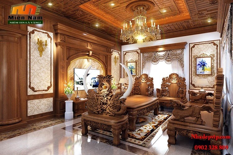 Thiết kế thi công nội thất biệt thự cổ điển bằng gỗ gõ gia đình chị Lan Bình Tân Thiết kế thi công nội thất biệt thự cổ điển bằng gỗ gõ gia đình chị Lan Bình Tân