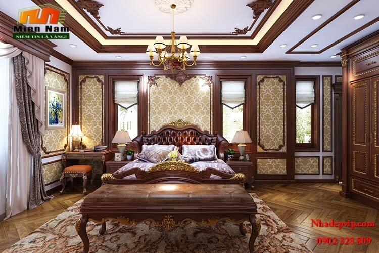 Thiết kế thi công nội thất biệt thự cổ điển bằng gỗ gõ gia đình chị Lan Bình Tân Thiết kế thi công nội thất biệt thự cổ điển bằng gỗ gõ gia đình chị Lan Bình Tân