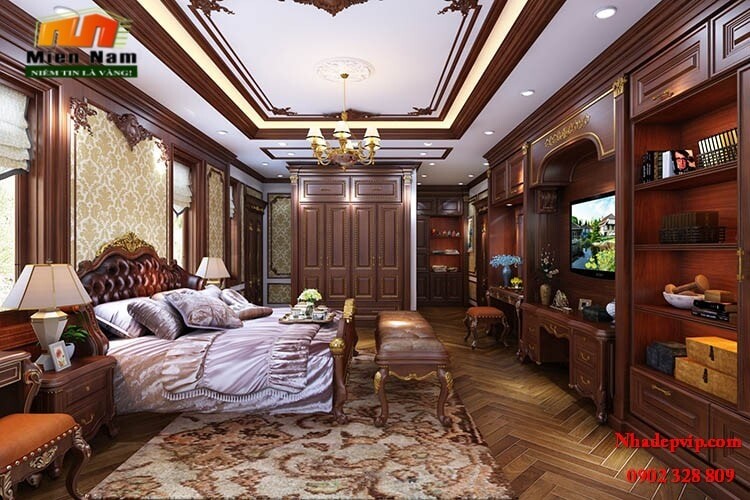 Thiết kế thi công nội thất biệt thự cổ điển bằng gỗ gõ gia đình chị Lan Bình Tân Thiết kế thi công nội thất biệt thự cổ điển bằng gỗ gõ gia đình chị Lan Bình Tân