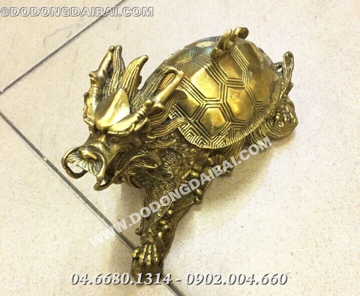 Rùa đầu rồng mở nắp trên lưng dài 16cm bằng đồng