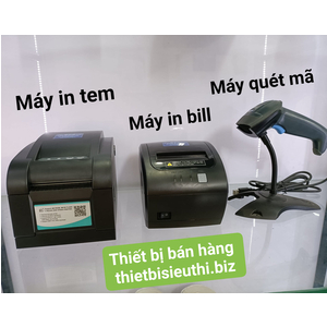 Thiết bị bán hàng cho shop: Máy in tem mã vạch, Máy in hóa đơn K80, Máy quét mã vạch đơn tia