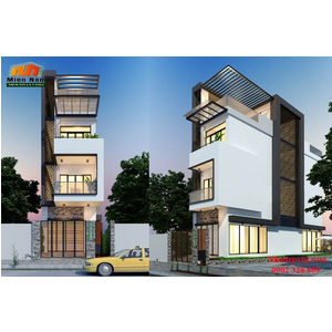 Thiết kế nhà phố 1 trệt 3 lầu gia đình anh Vĩnh chị Mây đường Võ Văn Kiệt, Quận 6