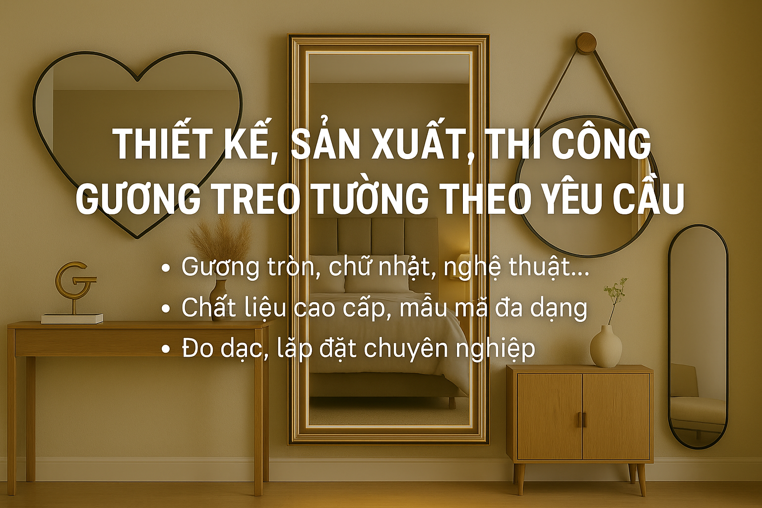 THIẾT KẾ, SẢN XUẤT, THI CÔNG GƯƠNG TREO TƯỜNG THEO YÊU CẦU