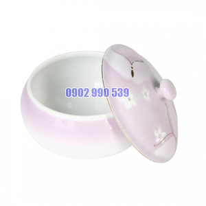 Thố Có Nắp Vẽ Hoa Có Triện Cành Đào