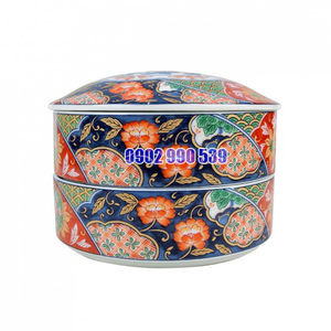 Thố Sứ 2 Tầng Ngũ Sắc Vẽ Vàng