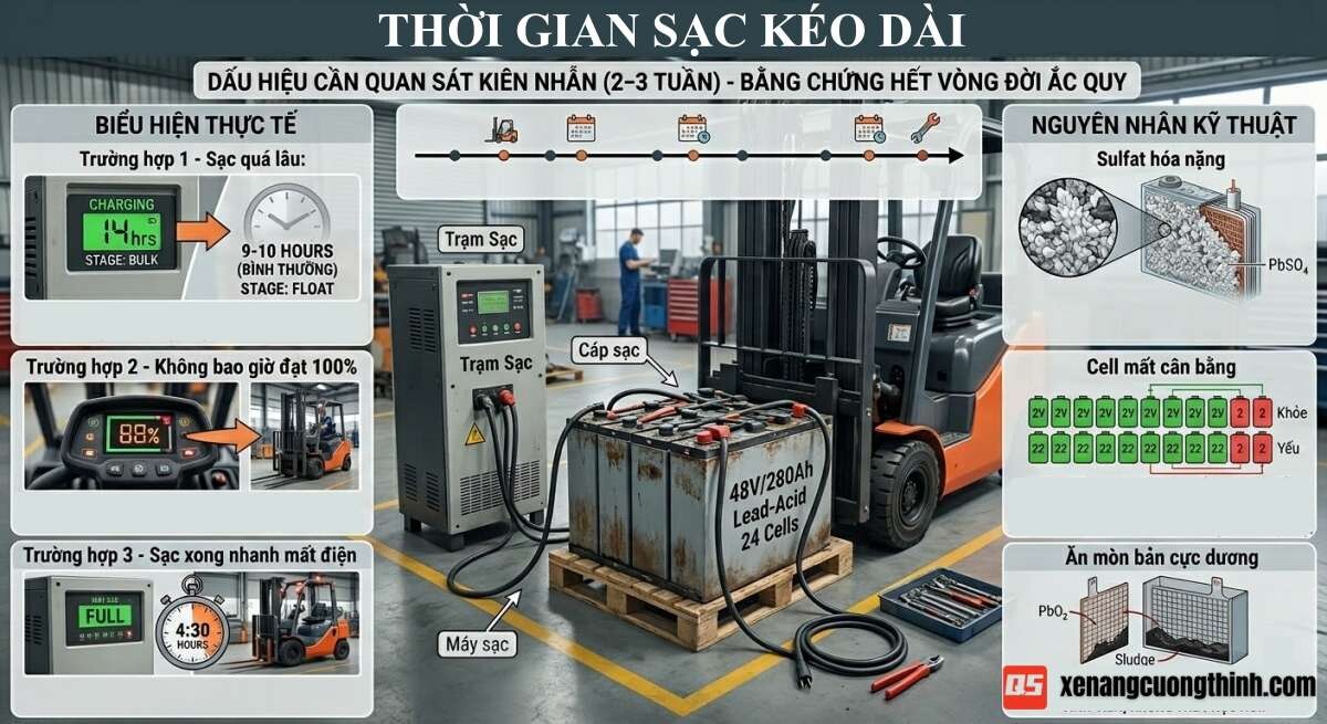 Thời gian sạc ắc quy kéo dài hơn bình thường | Nguyên nhân và hiện tượng