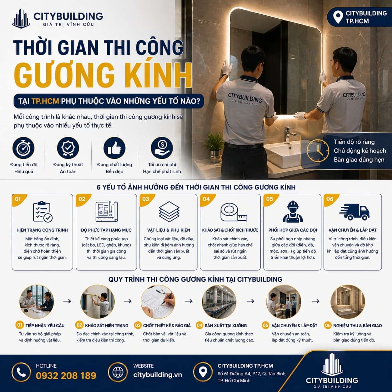 THỜI GIAN THI CÔNG GƯƠNG KÍNH TẠI TP.HCM PHỤ THUỘC VÀO NHỮNG YẾU TỐ NÀO