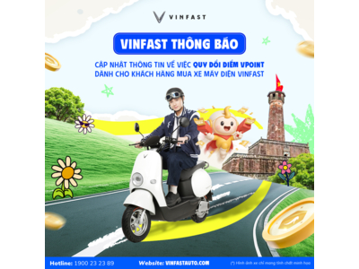 Thông báo hoàn điểm VPoint cho khách hàng mua xe máy điện VinFast từ ngày 01/01/2025 đến 21/05/2025