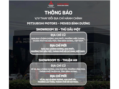 Thông báo thay đổi địa chỉ hành chính tại đại lý Mitsubishi Moveo Bình Dương