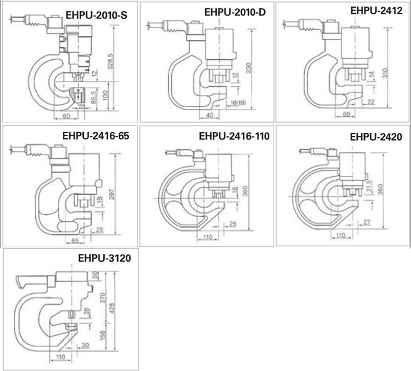 Bản vẽ chi tiết các Model: Đầu máy đột lỗ thủy lực hãng Enpos