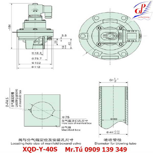 thông số kỹ thuật Van giũ bụi XQD-Y-40S