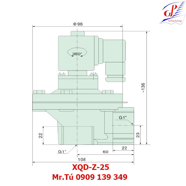 thông số kỹ thuật Van giũ bụi XQD-Z-25 khớp nối ren