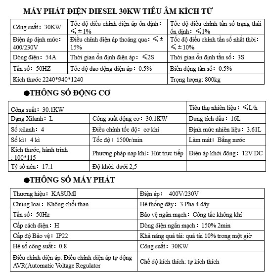 MÁY PHÁT 30KW TIÊU ÂM KHÔNG CHỔI THAN