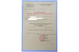 Thủ tục cấp giấy phép an toàn vệ sinh thực phẩm