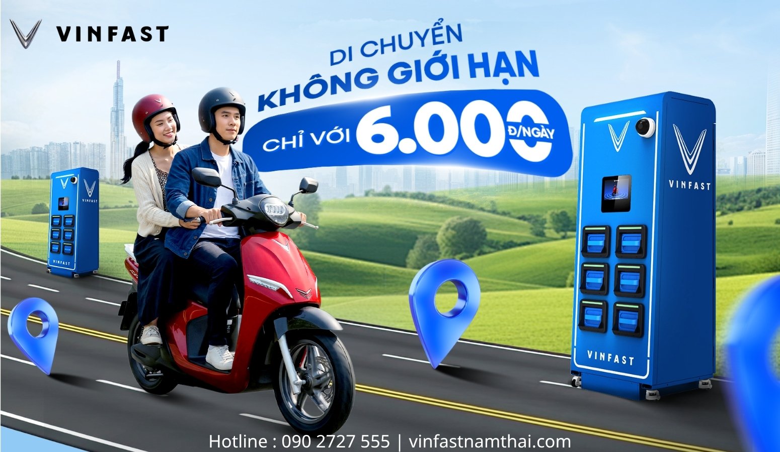 Thuê Pin Xe Máy Điện VinFast Từ 6.000đ/Ngày | VinFast Nam Thái