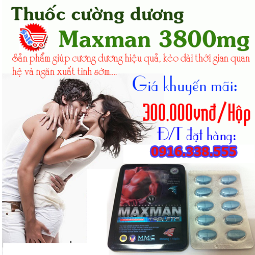 Thuốc cường dương hiệu quả MaxMan XI 3800mg,Thuốc cường dương thảo dược Maxman 3800mg