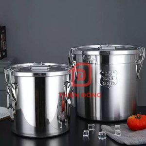 Thùng Inox 304 Có Khóa Kín 21L – Xô Inox Cấp Thực Phẩm Cao Cấp