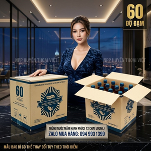 Thùng Nước mắm Hạnh Phúc 60 độ đạm chai 500ml - Đẳng cấp nước mắm truyền thống Phú Quốc