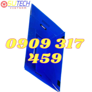 Thùng nhựa danpla đáy xếp tự động, nắp dán lông gai, tay cầm hở