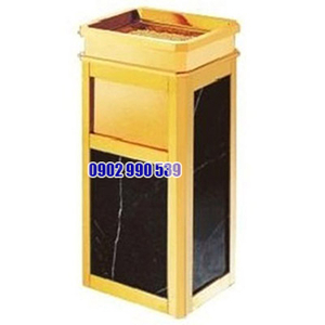 Thùng đựng rác đá hoa cương màu đen có gạt tàn thuốc