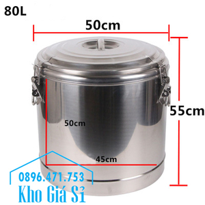 Thùng inox 2 lớp cách nhiệt có nắp đậy kín dung tích 80 lít đựng thực phẩm