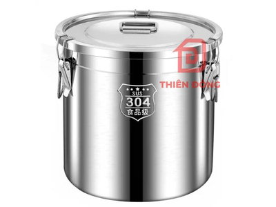Thùng Inox 304 Có Khóa Kín 21L – Xô Inox Cấp Thực Phẩm Cao Cấp