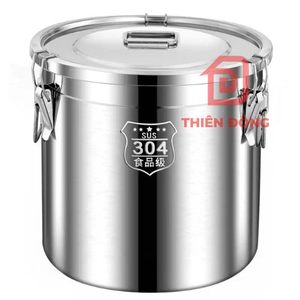 Thùng Inox 304 Có Khóa Kín 21L – Xô Inox Cấp Thực Phẩm Cao Cấp