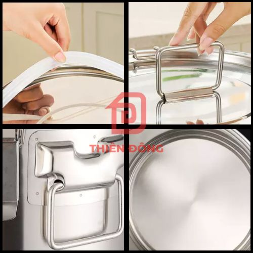 Thùng Inox 304 Có Khóa Kín 21L – Xô Inox Cấp Thực Phẩm Cao Cấp