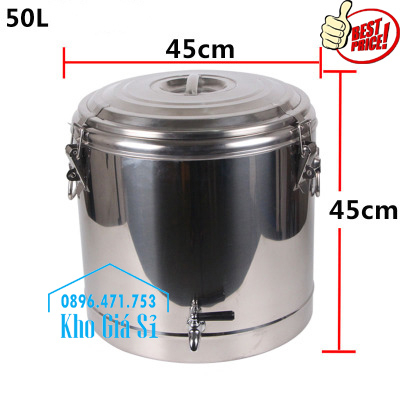 Thùng inox bảo ôn, giữ nhiệt 50L - 1 vòi đựng nước uống cho công nhân