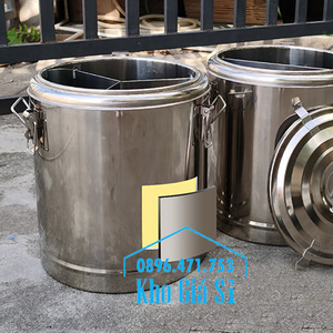 Thùng inox giữ nhiệt 3 ngăn bảo quản thức ăn nấu chín dung tích 50 lít