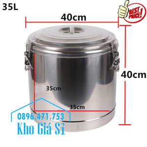 Thùng inox giữ nhiệt 35 lít có nắp đậy kín đựng thức ăn cho công nhân
