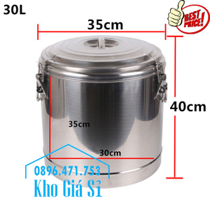 Thùng inox ủ nhiệt 30 lít không vòi - Thùng inox giữ nhiệt vận chuyển nước lèo