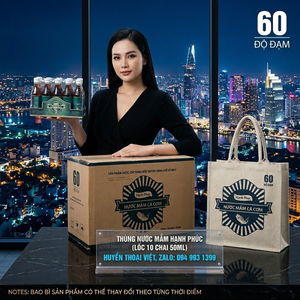 Thùng Nước Mắm Hạnh Phúc 60 độ đạm lốc 10 chai( Thùng 10 Lốc)