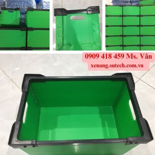 Thùng nhựa PP đáy cố định thanh nẹp