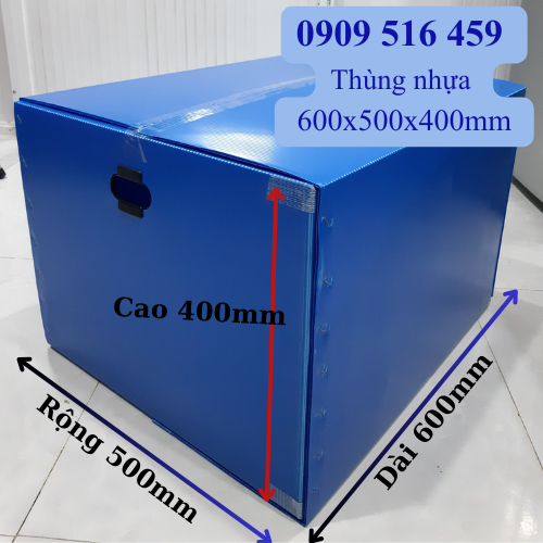 Thùng nhựa pp danpla xếp 600x500x400mm