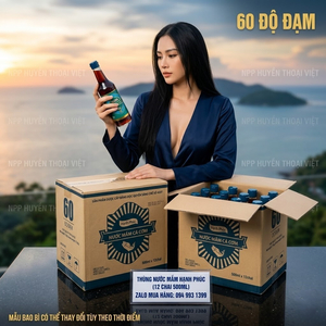 Thùng Nước mắm Hạnh Phúc 60 độ đạm chai 500ml - Đẳng cấp nước mắm truyền thống Phú Quốc