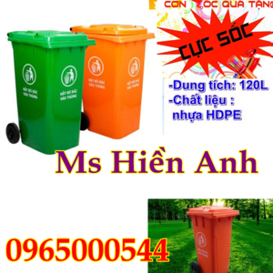 Thùng rác 120 lít màu cam khuyến mãi vàng giá rẻ