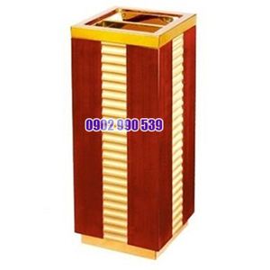 Thùng rác bằng gỗ có gạt tàn thuốc cao cấp